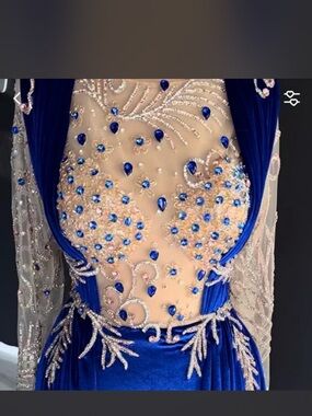 Royal Blue Embellished Evening Gown